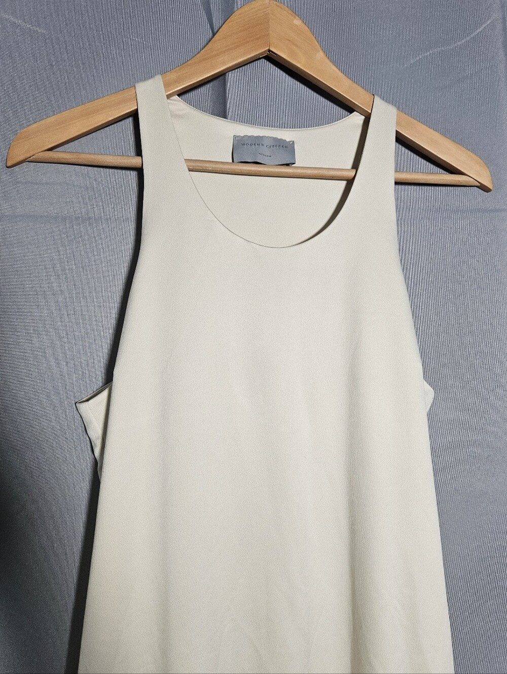 Modern Citizen Minimalistic 90s Bubble Hem Cream Cocktail Satin Maxi Dress Sz M - Picture 2 of 7